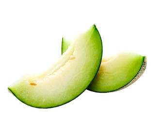 cut melon on white background