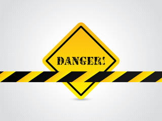 Danger sign with hexagon background