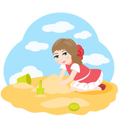 Obraz na płótnie Canvas Little girl playing in the sand