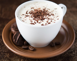 Coffee cup and chocolate