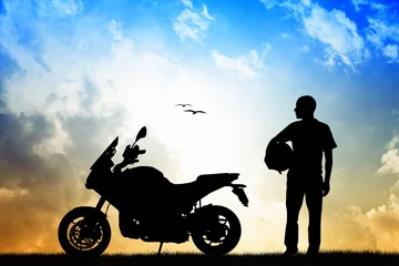 Badkamer foto achterwand man motorrijder © adrenalinapura