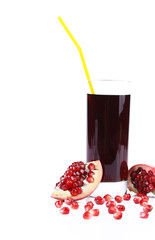 Opened pomegranate, seeds and juice.