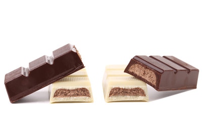 Black and white chocolate bars with filling