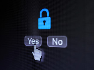 Privacy concept: Closed Padlock on digital computer screen