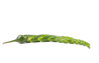 Slices of green chilli pepper