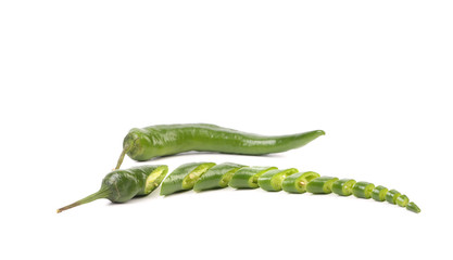 Green chilli pepper and slices