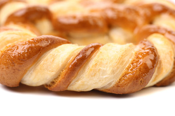 Knot-shaped biscuits on a white background