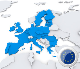 European union on map of Europe