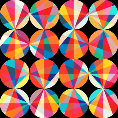 Panele Szklane Podświetlane  Wektor wzór geometryczny okręgów i trójkątów. Kolorowe kółko