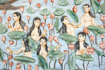 Obraz na płótnie Canvas Angel and lotus of mural