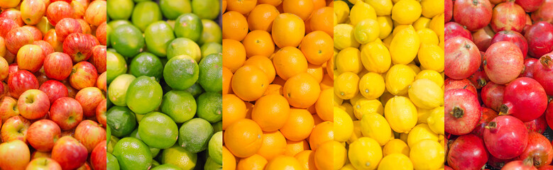 Collage. Lots of different fruits
