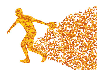 Player playing bowling silhouette vector background