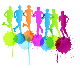 Group of runners vector background concept splashes