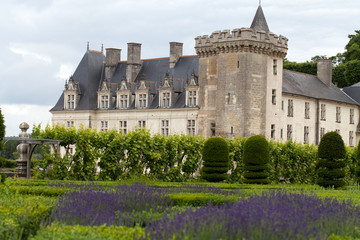 Gardens and Chateau de Villandry  in  Loire Valley in France