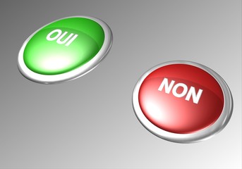 deux boutons 3D oui non