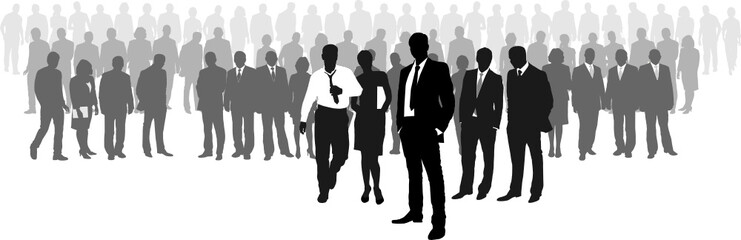 People with network boss on front