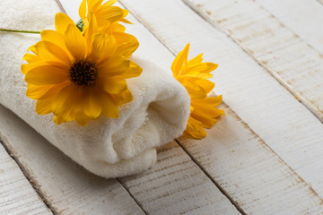 Bath towel. Spa concept.