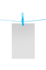 Naklejka premium Clothespin with Blank Card