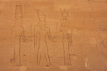 Fotobehang Ancient hieroglyphics on the wall of Philae Temple © donyanedomam
