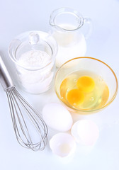 Ingredients for dough isolated on white