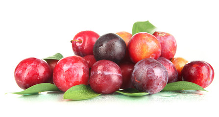 Ripe plums isolated on white