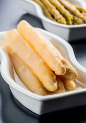 white asparagus on tray modern design