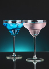 Cocktails on dark color background