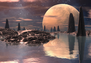 Alien Planet - 3D Rendered Computer Artwork © diversepixel