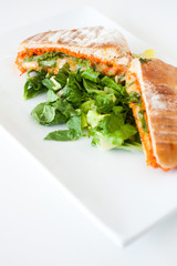 Italian ciabatta panini sandwich with cheese and tomato