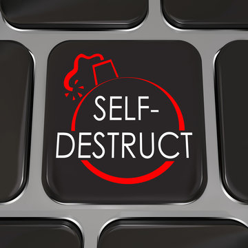 Self-Destruct Computer Keyboard Key Give Up Quit