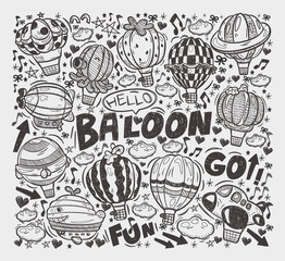 doodle hot air balloon elements