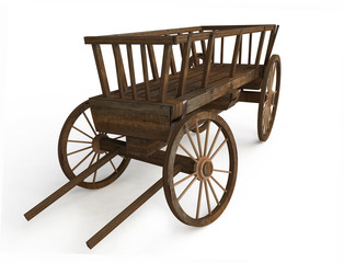 Fototapeta na wymiar Old Wooden Cart in 3d
