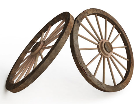 3D Old Wooden Wagon ( Carriage) Wheels
