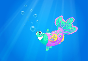 A smiling pink fish in the ocean