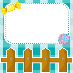 A stationery design with candies and fence