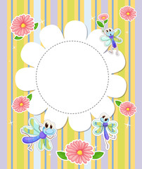 A stationery template with flowers and butterflies