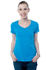 Fototapeta premium Joyous young lady in casuals