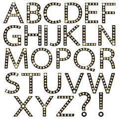 Set of Black Broadway Light Bulb Alphabet A-Z