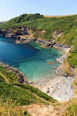 Fototapeta na wymiar Beach with turquoise sea Black Head St Austell Bay Cornwall