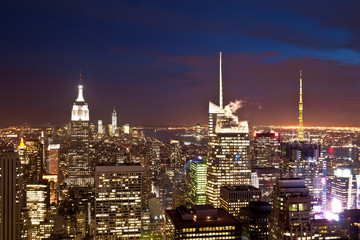 Fototapeta na wymiar Manhattan view from Rockefeller Center at dusk, New York, USA