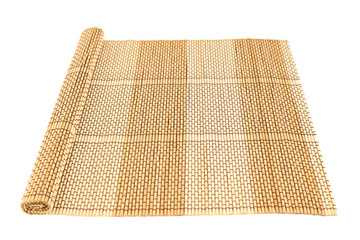 Rolled straw mat isolated