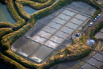 marais salants de Guérande vu du ciel