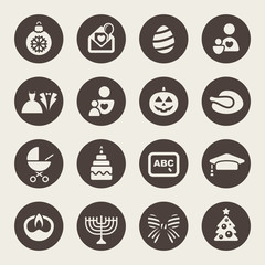 Holidays icons set