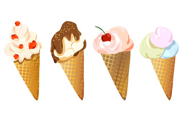 set of different ice cream