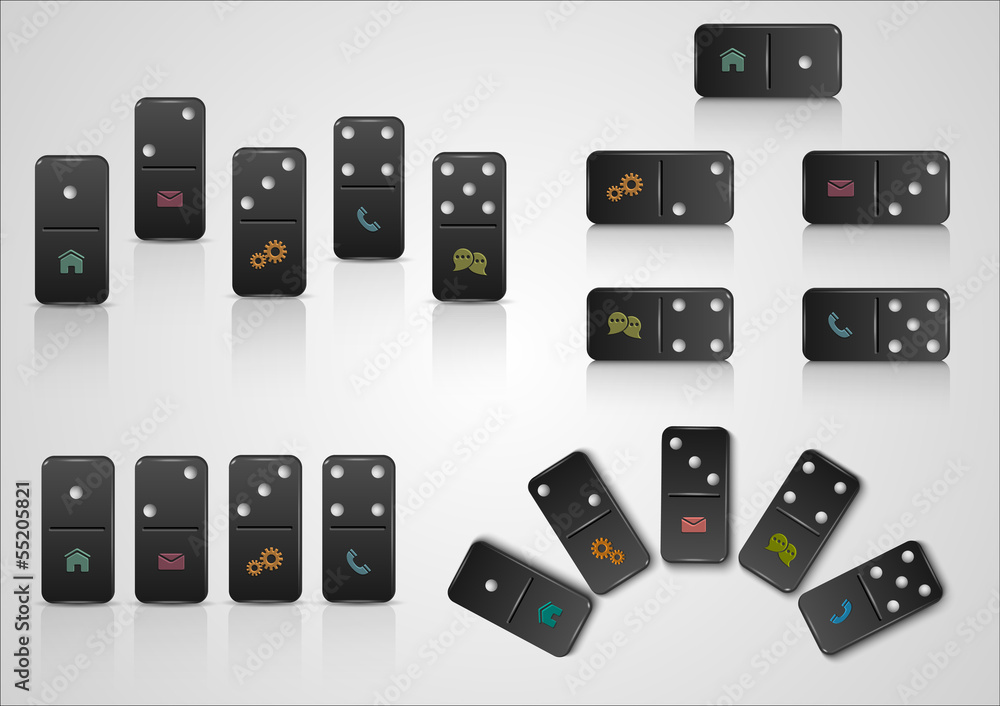 Poster set of creative web design with domino blocks