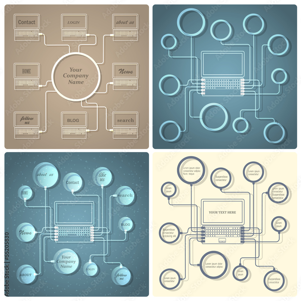 Poster set of vector creative web design templates