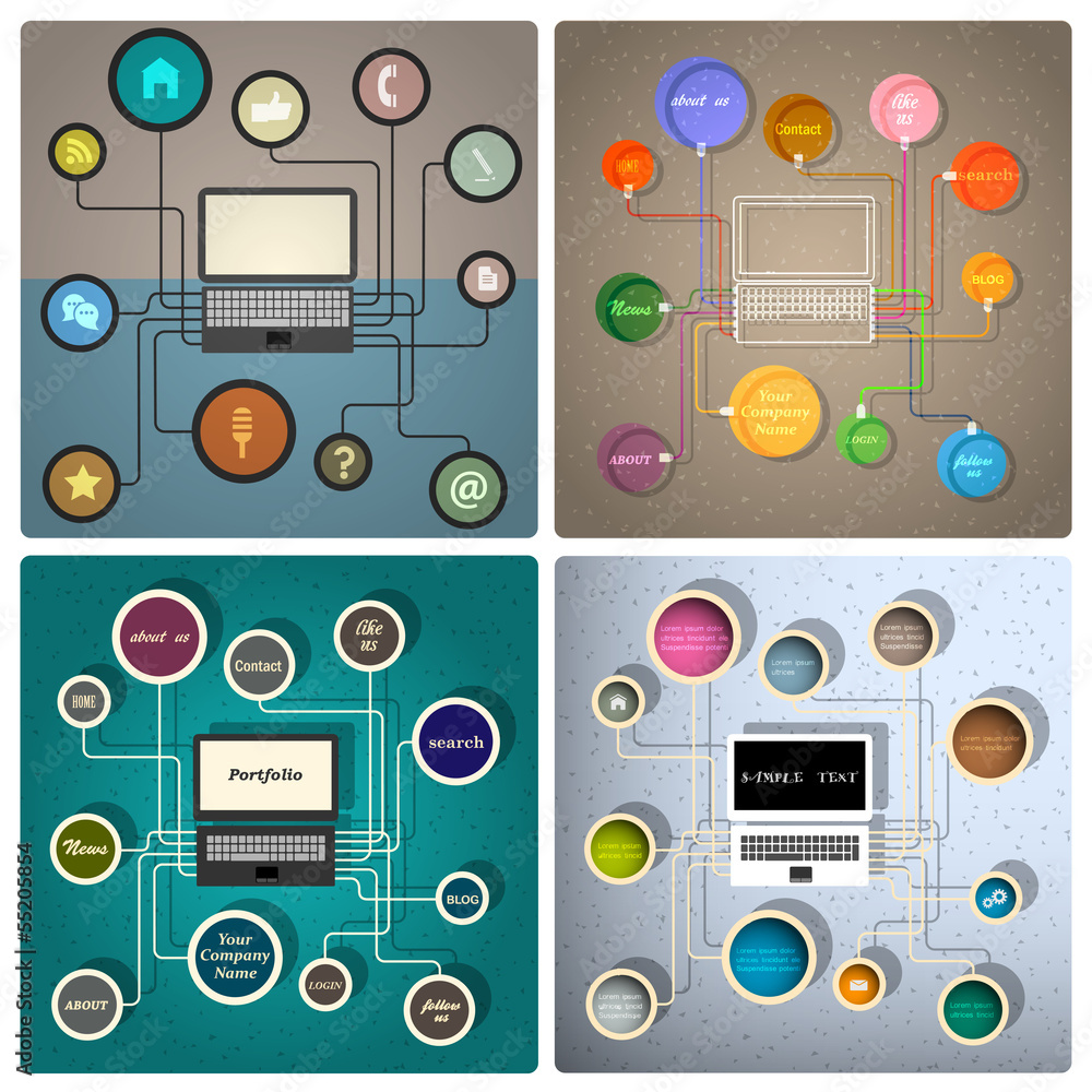 Poster vector set of creative web design templates