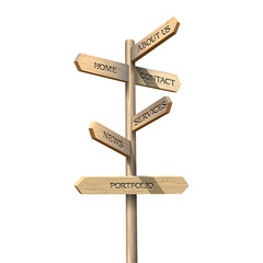 Stylish web design template in form wooden signboard