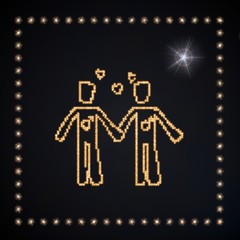 Illustration of a glowing man symbol glittering golden