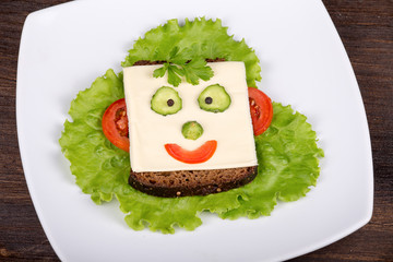 Fun food for kids - face on bread